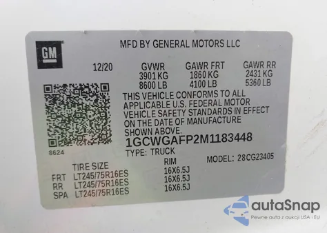 2021 Chevrolet Express Cargo Rwd 2500 Regular Wheelbase Wt from USA, damaged, VIN 1GCWGAFP2M1183448